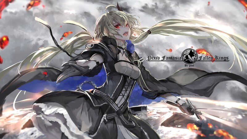 Anime Girl in Battle — Gray, Dramatic