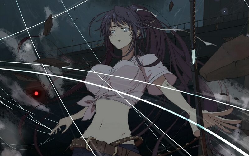 anime girl in battle scene