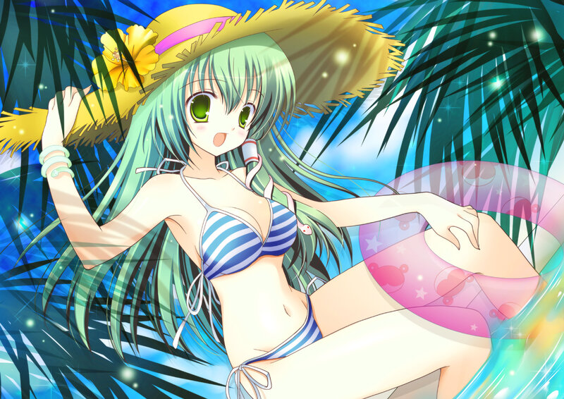 Anime girl in beach outfit