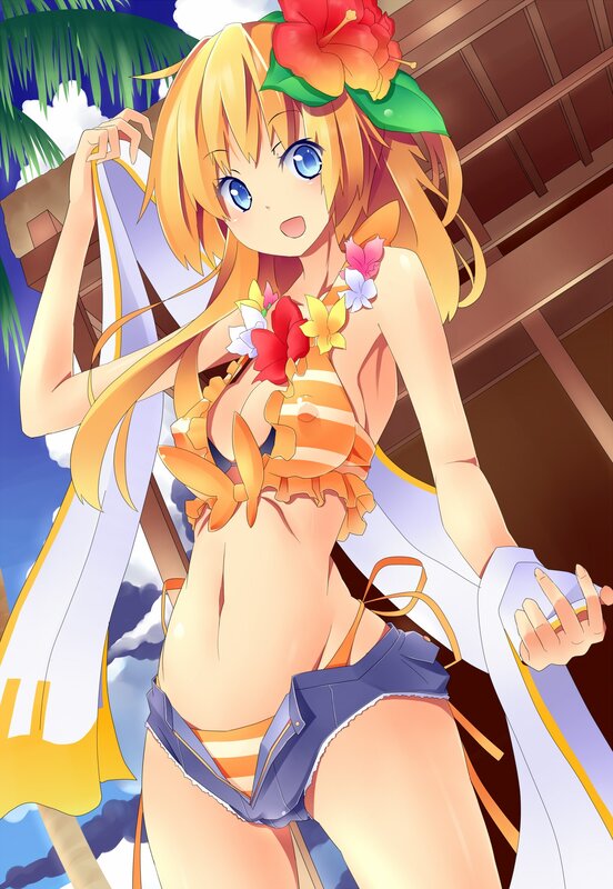 anime girl in beach outfit