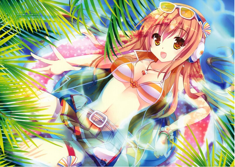 Anime girl in beachwear