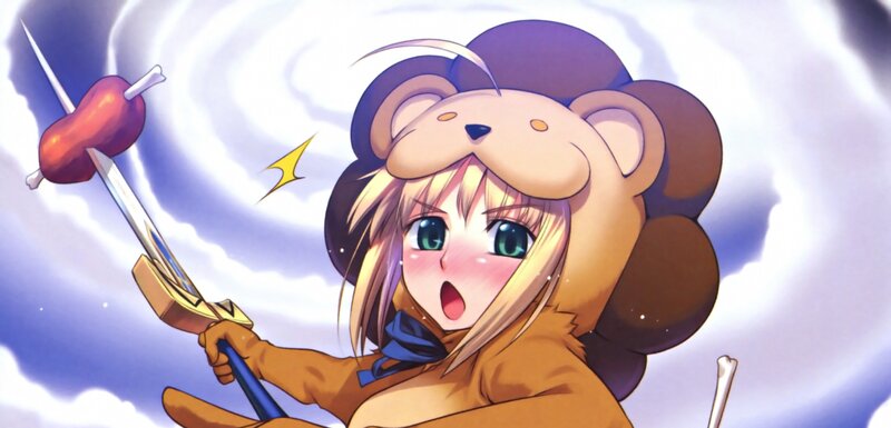 Anime Girl in Bear Costume — Blue