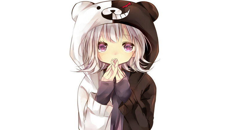 Anime Girl in Bear Hoodie