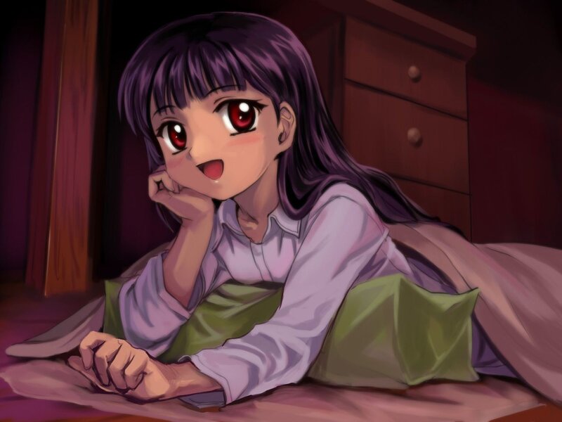 anime girl in bed