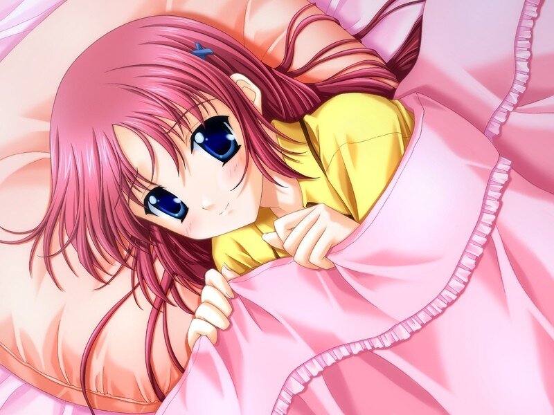 anime girl in bed