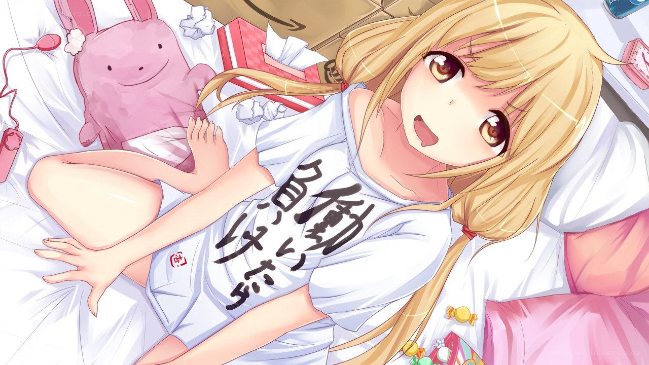 anime girl in bed