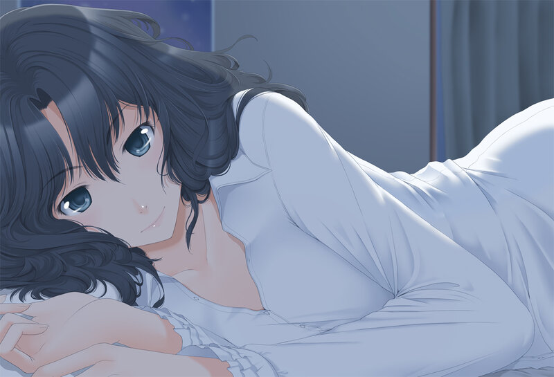 anime girl in bed