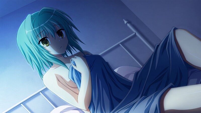anime girl in bed at night