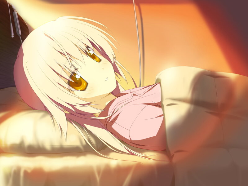 anime girl in bed at sunrise