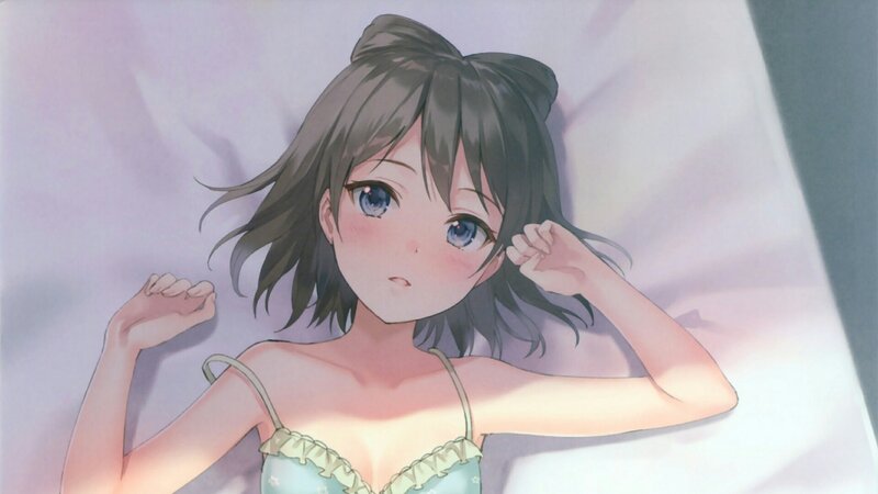 Anime Girl in Bed — Blue, Calm, Morning, Pajamas