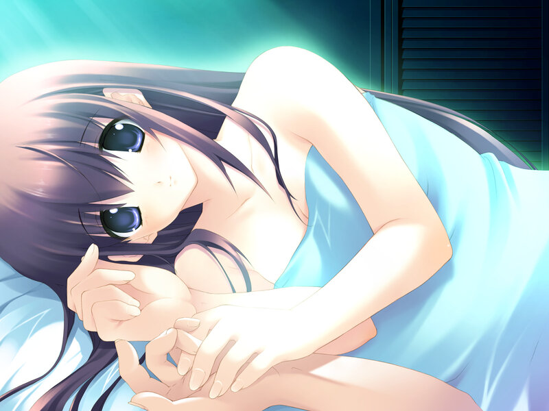 Anime Girl in Bed — Blue, Calm