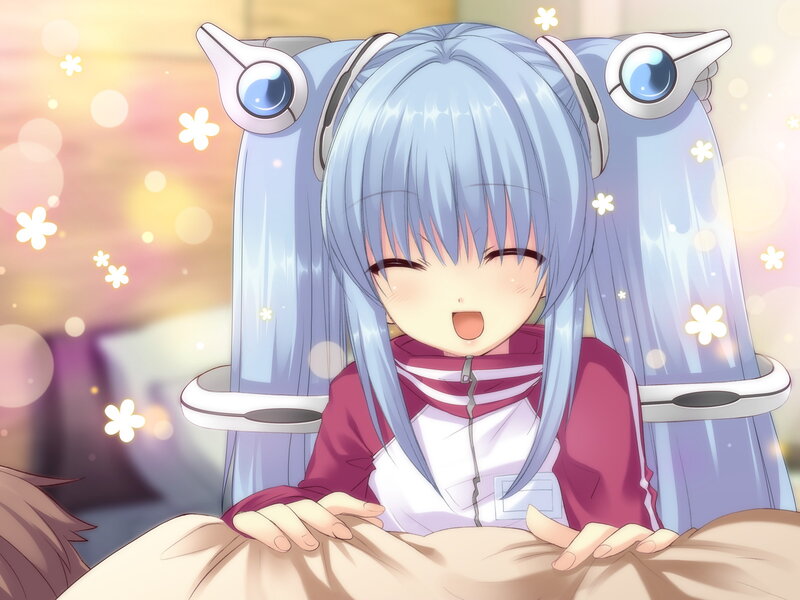 Anime Girl in Bed — Blue, Dreamy