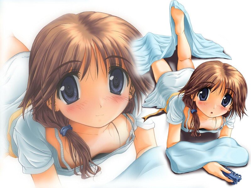 Anime Girl in Bed — Blue