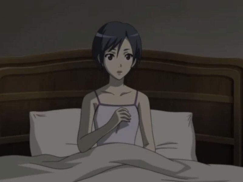Anime Girl in Bed — Gray, Calm, Night