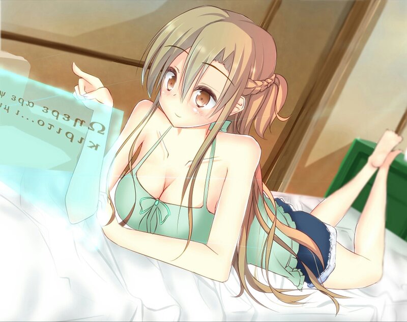Anime Girl in Bed — Green
