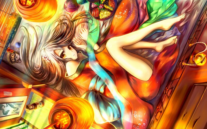 Anime Girl in Bed — Orange
