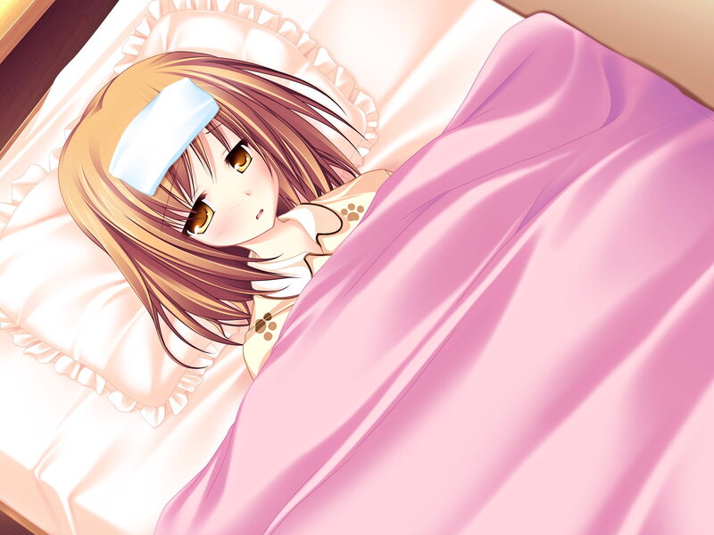 Anime Girl in Bed — Pink, Calm, Morning, Pillow, Blanket