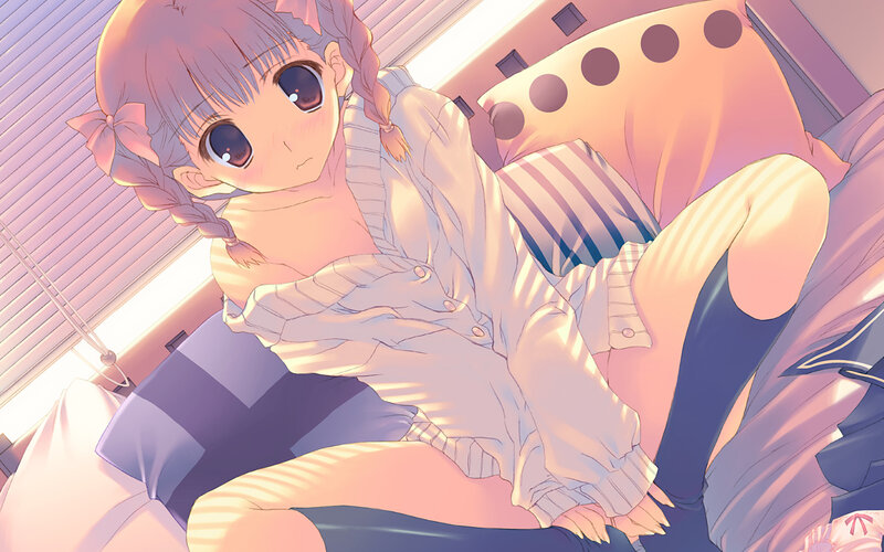 Anime Girl in Bed — Pink, Calm, Morning, Pillow, Window Blinds