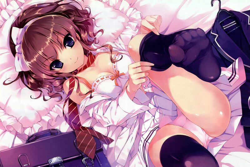 Anime Girl in Bed — Pink, Relaxed