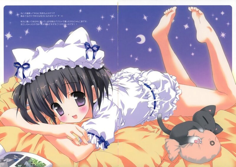 Anime Girl in Bed — Purple, Peaceful