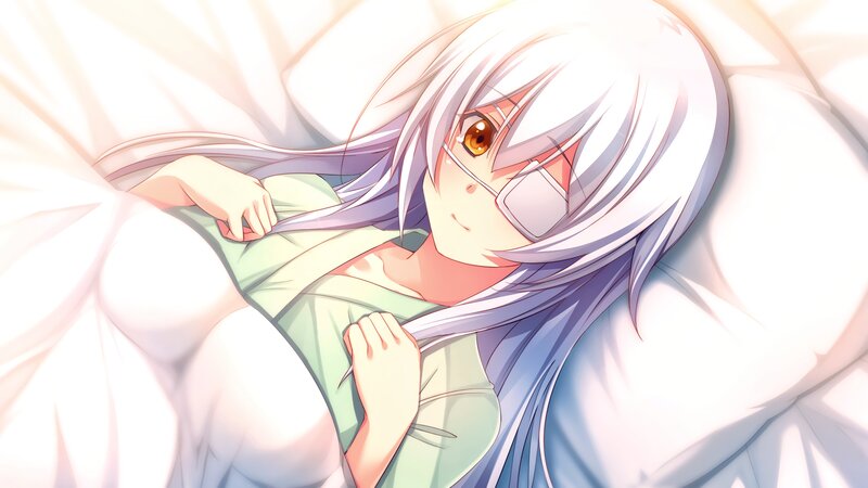 Anime Girl in Bed — White, Calm, Morning, Pillow, Glasses
