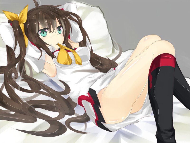 Anime Girl in Bed — White, Relaxed