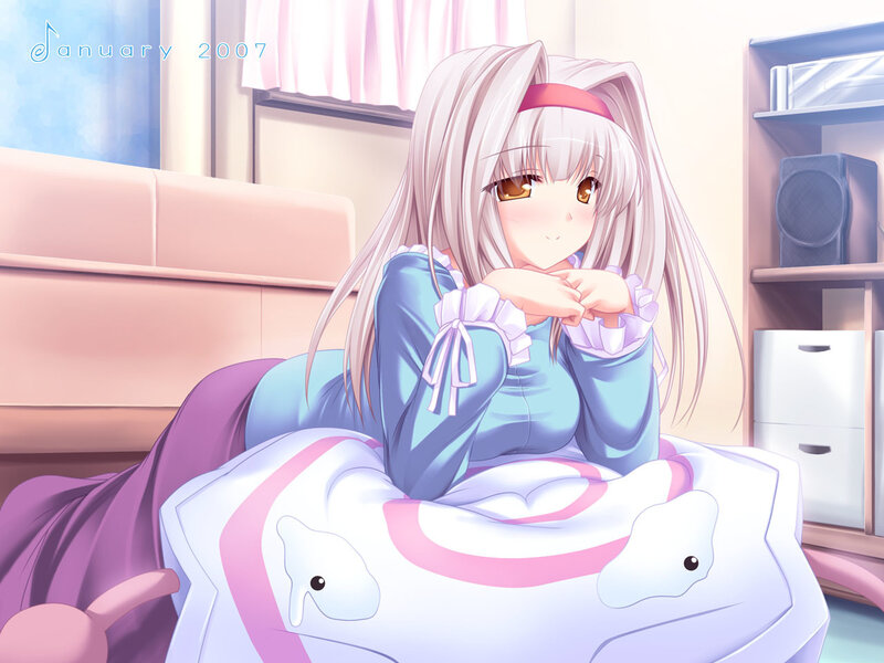 Anime Girl in Bed — White