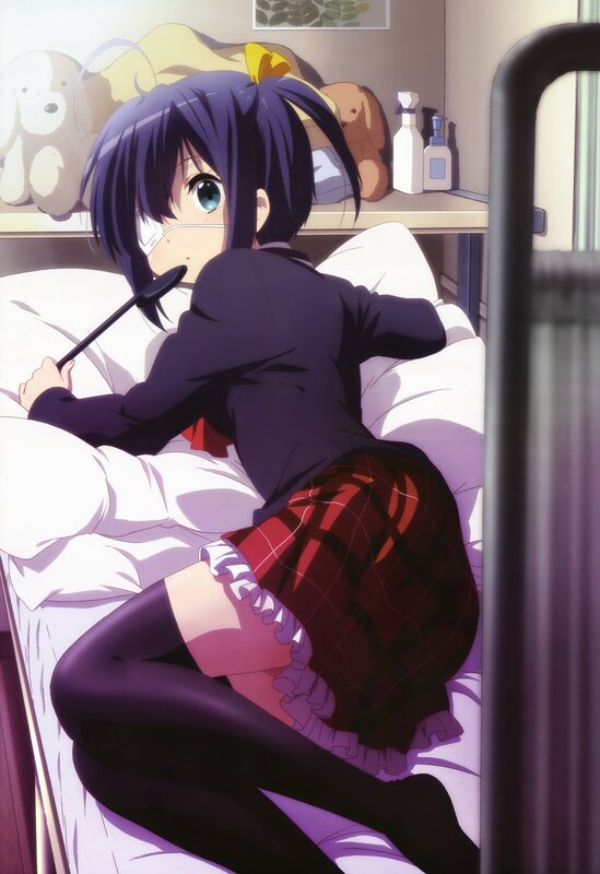 Anime girl in bed with spoon