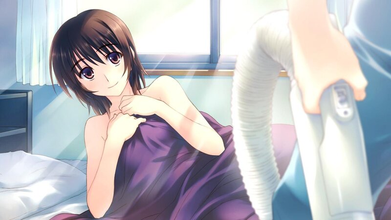 anime girl in bed with vacuum
