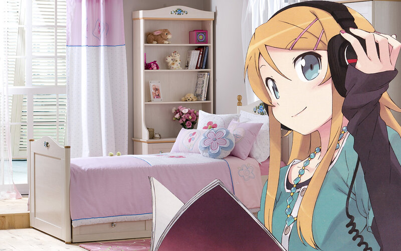 anime girl in bedroom