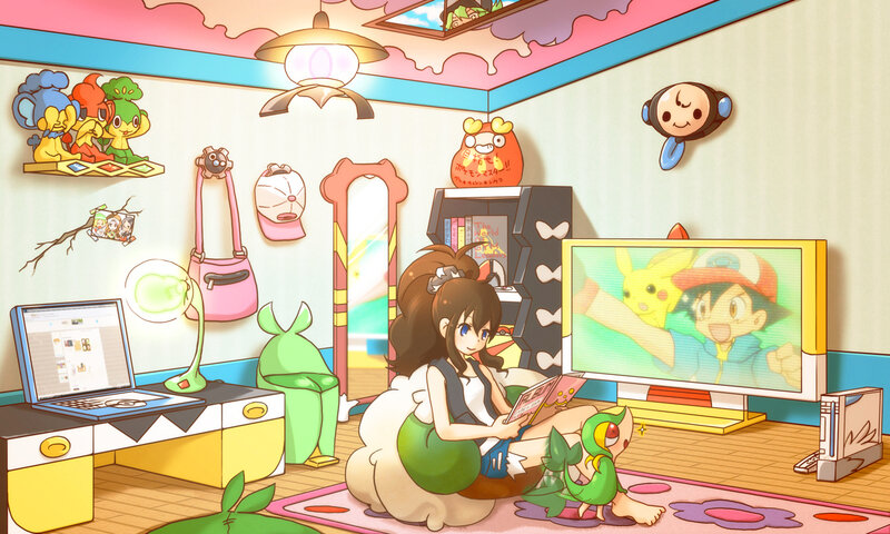 anime girl in bedroom