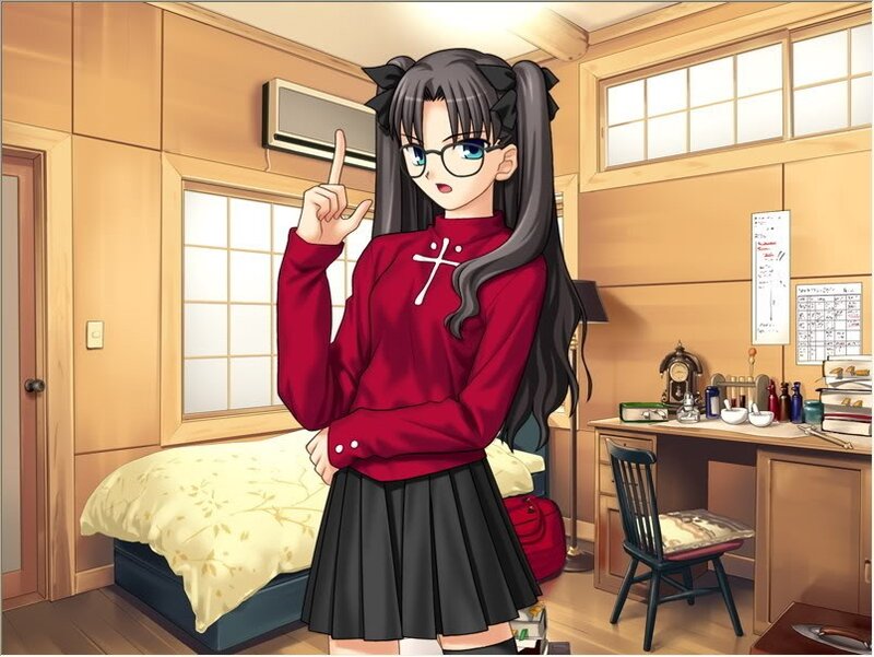 anime girl in bedroom