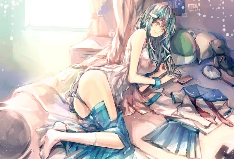 Anime girl in bedroom