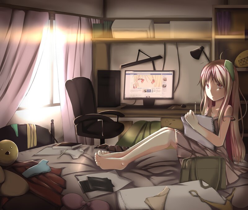 Anime girl in bedroom