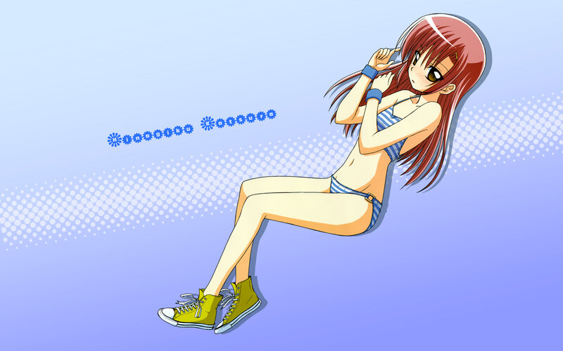 Anime girl in bikini and sneakers
