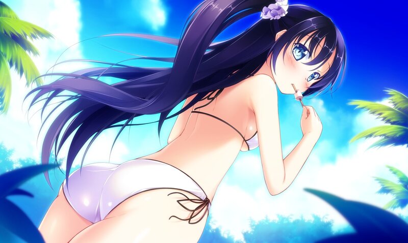 anime girl in bikini at beach