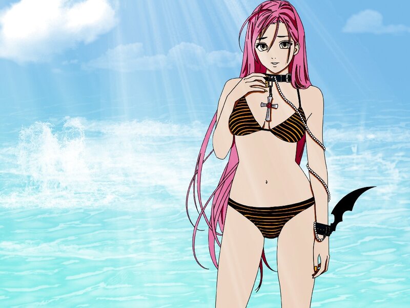 anime girl in bikini at beach