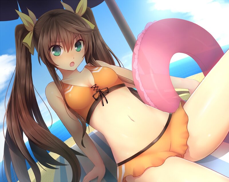 anime girl in bikini at beach
