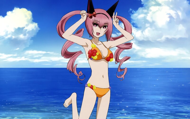 anime girl in bikini at beach