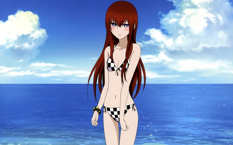 anime girl in bikini at beach