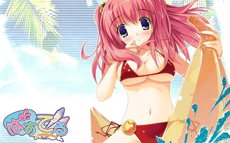 anime girl in bikini at beach