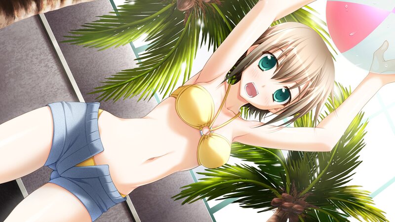 anime girl in bikini at beach