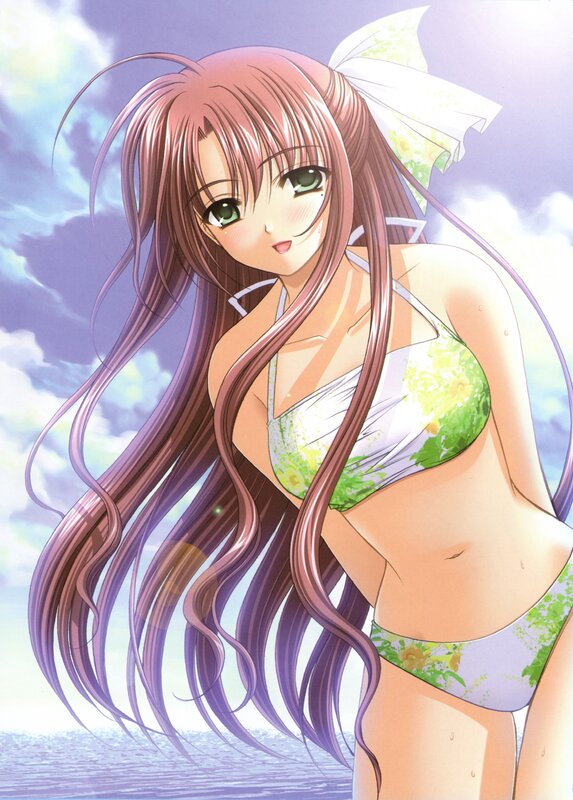 anime girl in bikini at beach