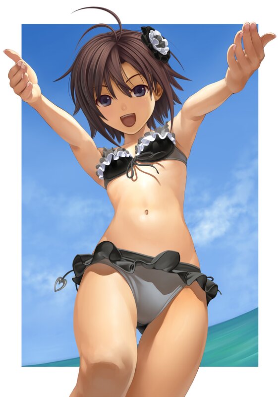 anime girl in bikini at beach