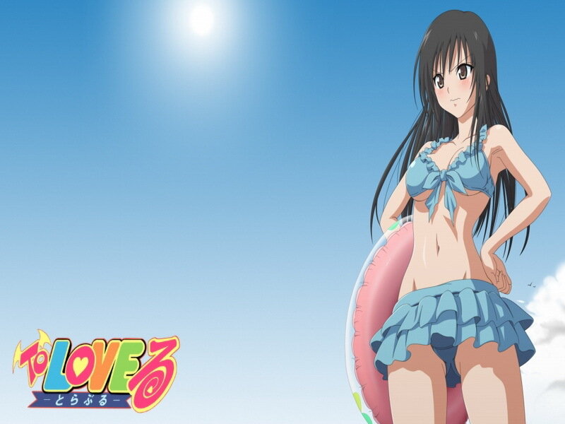 Anime girl in bikini at beach