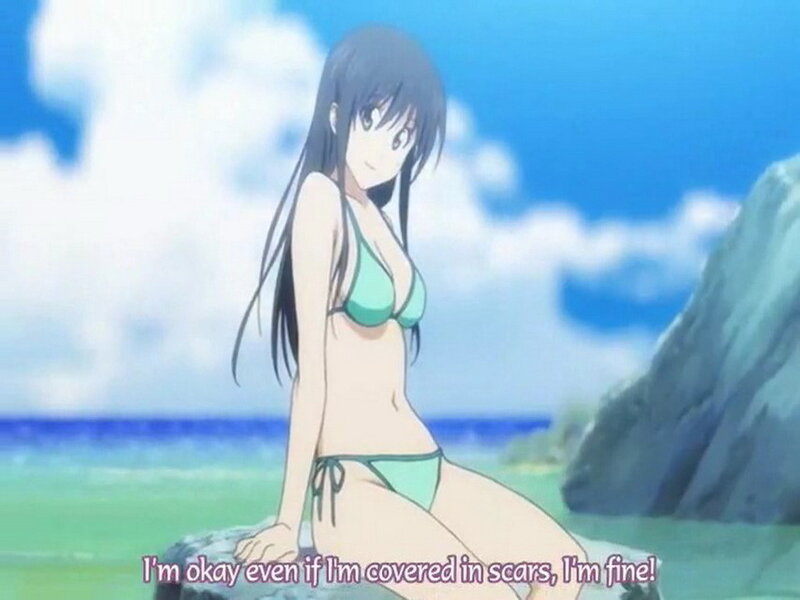 anime girl in bikini at beach