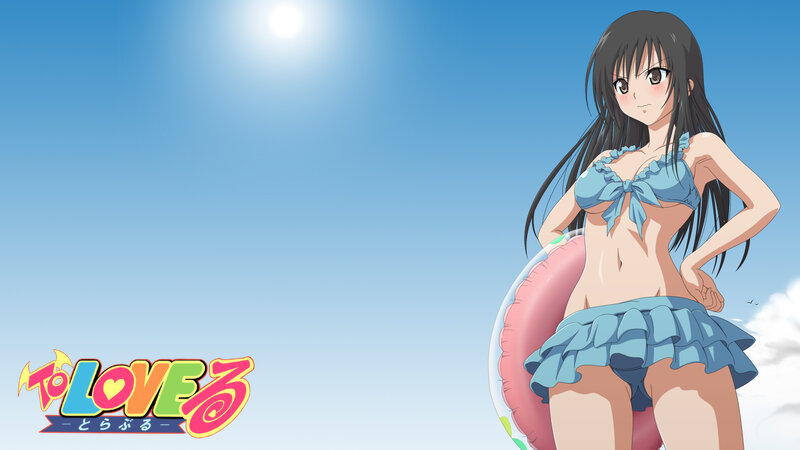 Anime girl in bikini at beach