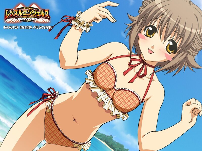 Anime girl in bikini at beach