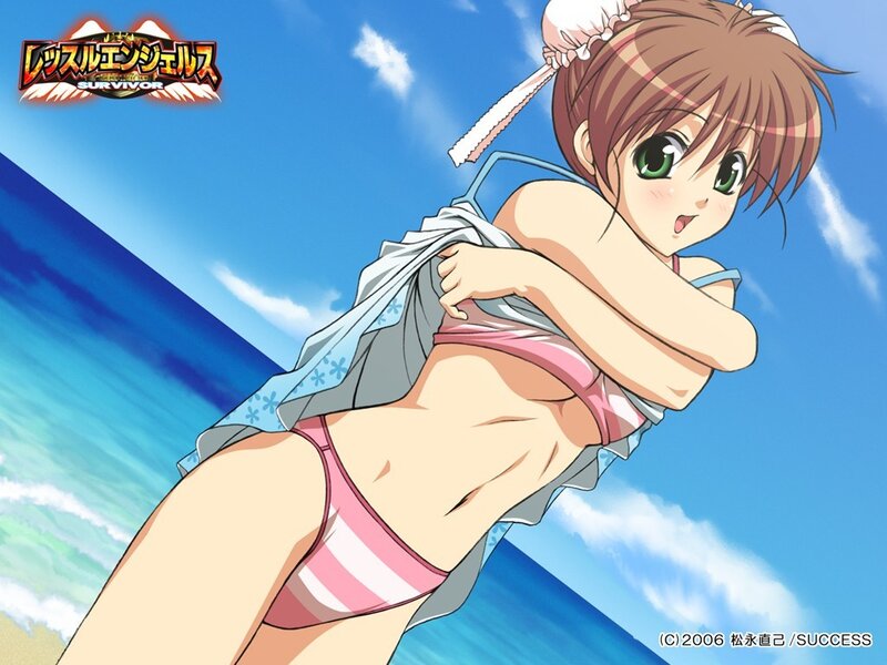 Anime girl in bikini at beach
