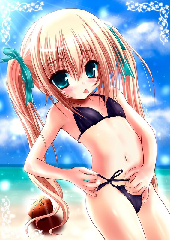 anime girl in bikini at beach